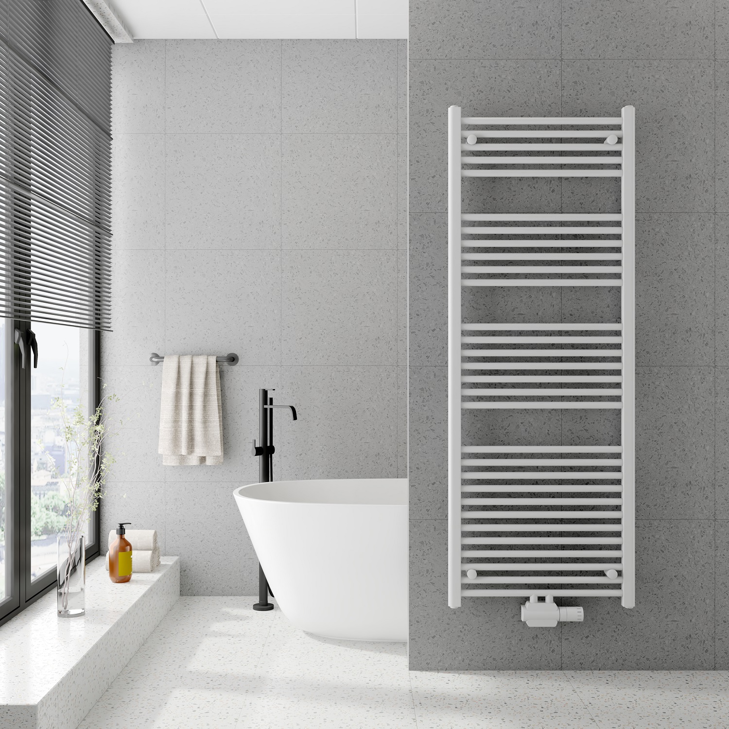 Handtuchheizkörper, VEGA, weiß, Mittelanschluss