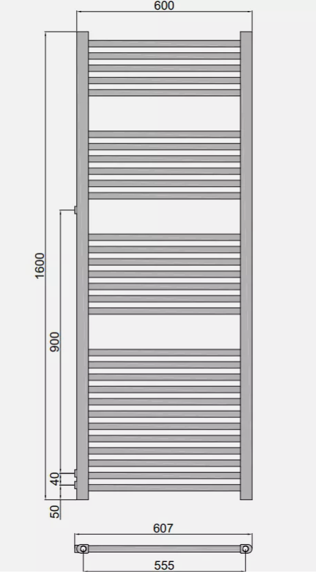 Renovierungsheizkörper Austausch 900mm/940mm Badheizkörper Seitenanschluss , Heizkörper, VEGA, anthrazit